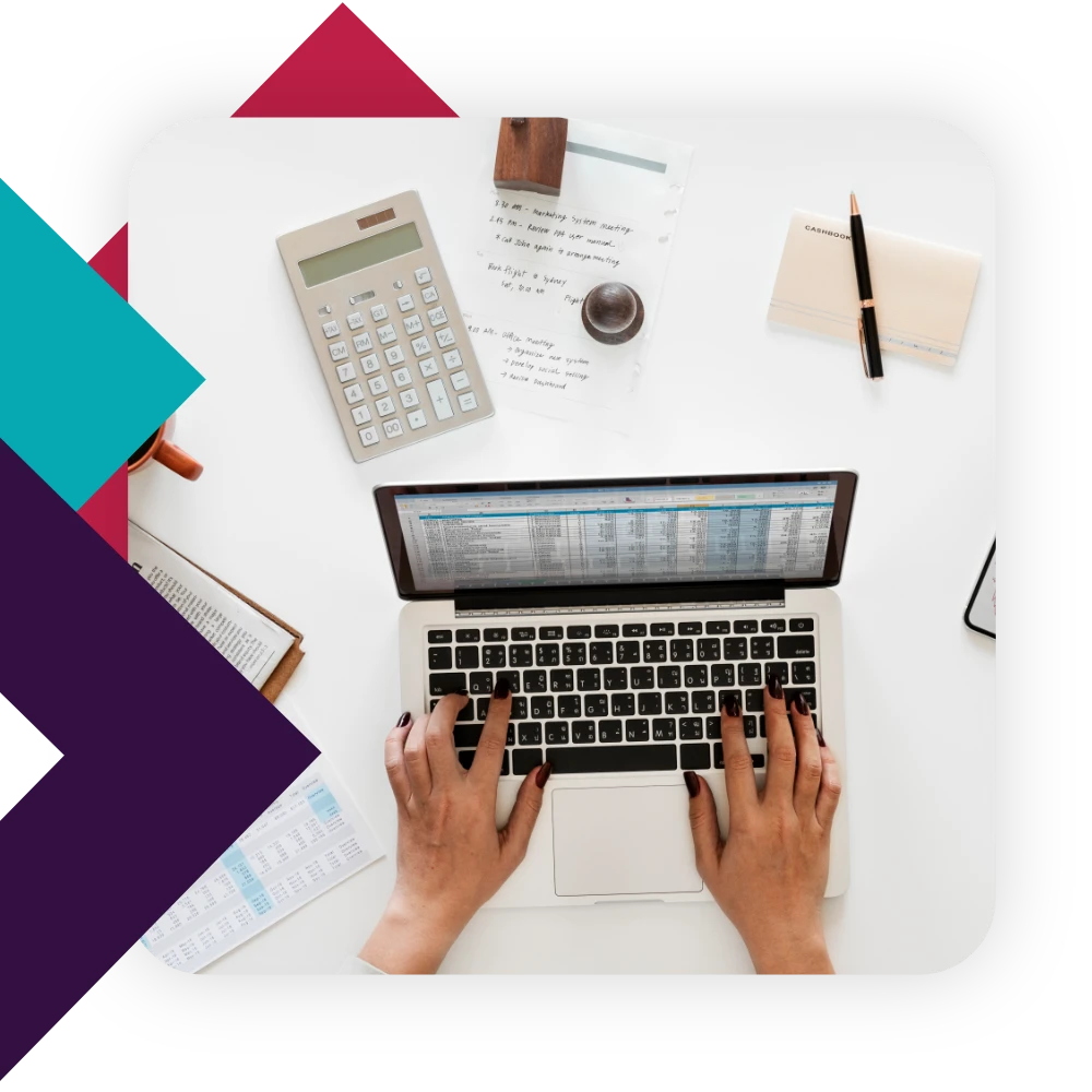 Hands typing on a keyboard, representing SCASAI’s expert accounting service.